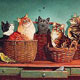 Cat Coasters Cat 
Teapot, Jars, Saucers, Bowls, Plates